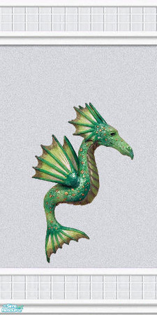 Sims 2 — Designer Vinyl Emeralds - Dragon by Lorah — Emerald mermaid and dragon. Roses in crystal with a hint of gold.
