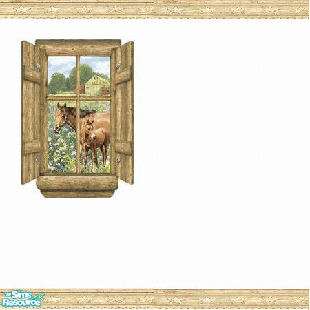 Sims 2 — country horse set by skinflin — counrty horse stamp on white wall with starfish mouulding