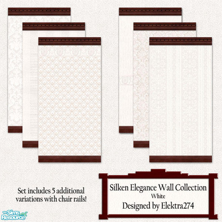 Sims 2 — Silken Elegance Walls - White by elektra274 — A collection of white wallpapers. Matching floors are also