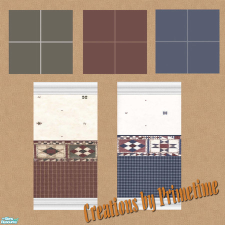 Sims 2 — Primetime Country Quilts by Primetime024 — This is a collection of 2 wall with a country quilt wall border. I