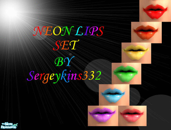 Sims 2 — Neon Rainbow Lips By Sergeykins332 by Sergeykins332 — Neon Lipstick; match with: Neon hair, Neon eyes, Neon
