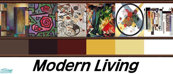 Sims 2 — Modern Living by Lorah — Brown, black, pink, gold, blue, green; Just a few of the many colors in these $25.
