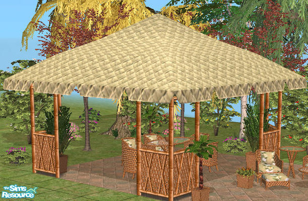 Sims 2 — Golden Weave - Roof by Simaddict99 — pale green, woven roof. requires my Tropical Patio Roof emsh, see link