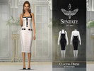Sims 4 — Claudia Midi Dress by Sentate — A chic tweed halter midi dress with button detail.