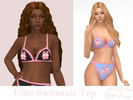 Sims 4 — Fibu Swimsuit Top by Dissia — Triangle swimwear pink outline bra with freezer bunny print