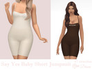 Sims 4 — Say Yes Baby Short Jumpsuit by Dissia — Ribbed short fitted jumpsuit with "Say Yes Baby" print in