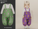 Sims 4 — Penelope Floral Dungarees Outfit by talarian — Outfit featuring relaxed-fit suspender pants layered over a