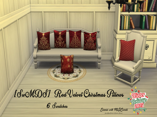 Sims 4 — [SwMDS] Red Velvet Christmas Pillows by MsDSweets — Celebrate this Christmas Holiday Season with . . . more