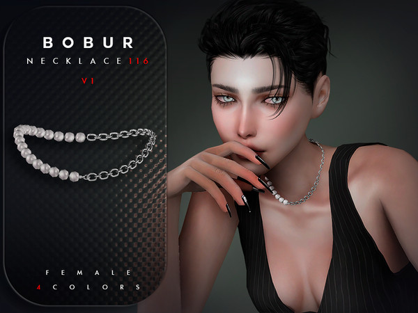 Sims 4 — Pearl Chain Necklace V1 by Bobur2 — Please, before writing where I can download this hair, please take a look at