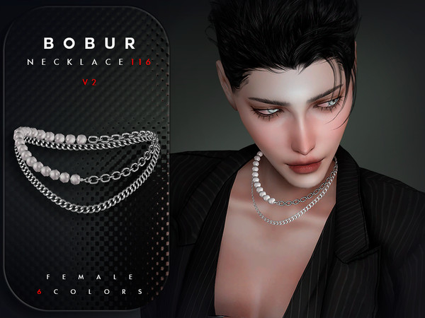 Sims 4 — Pearl Chain Necklace V2 by Bobur2 — Please, before writing where I can download this hair, please take a look at
