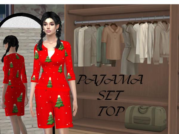 Sims 4 — PAJAMA SET TOP FOR FEMALE NEW YEAR by kevseryesilyurt10 — pajama set top for female new year