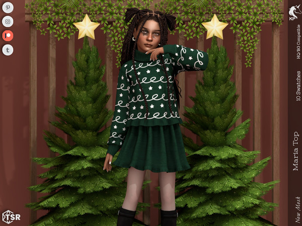 Sims 4 — Maria Top- Child by KaTPurpura — Cotton sweater with Christmas print