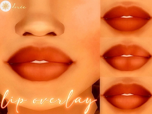 Sims 4 — pouty lip overlay - doree by doreesims — a lip overlay with 10 swatches, for all skintones