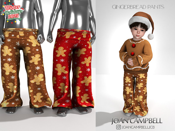 Sims 4 — GINGERBREAD PANTS (TODDLER VERSION) by Joan_Campbell_Beauty_ — 5 swatches Custom thumbnail Original mesh