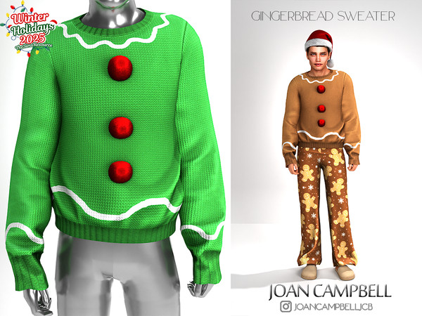 Sims 4 — GINGERBREAD SWEATER by Joan_Campbell_Beauty_ — 5 swatches Custom thumbnail Original mesh