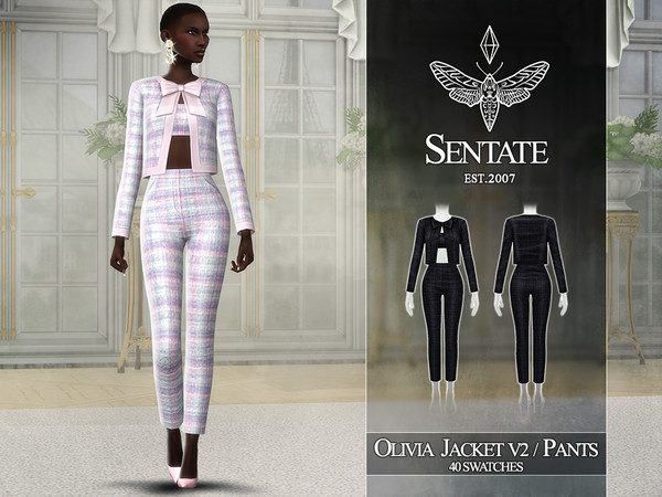 Sims 4 — Sentate-2025-OliviaJacket_V2 by Sentate — A modern twist on a classic tweed suit.