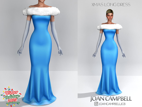 Sims 4 — XMAS LONG FUR DRESS by Joan_Campbell_Beauty_ — 7 swatches Custom thumbnail Original mesh