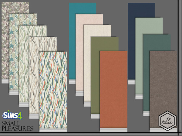 Sims 4 — Wallpaper  "Heather" by Marko_An — Wall coverings that match each other in color and texture
