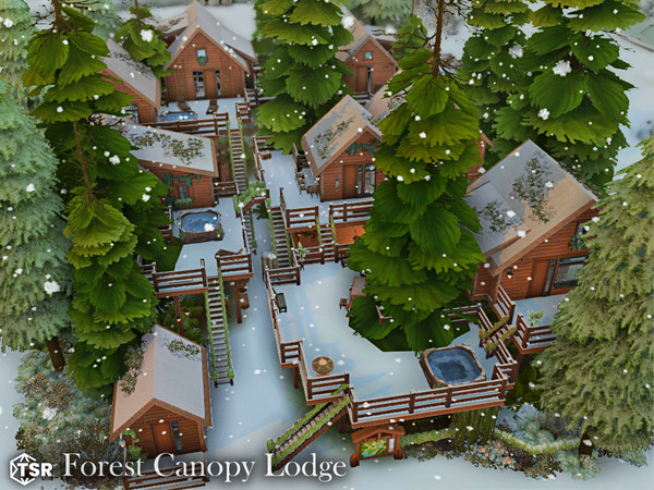 Sims 4 — Forest Canopy Lodge l noCC by simZmora — A secluded forest retreat built high among the treetops, designed for