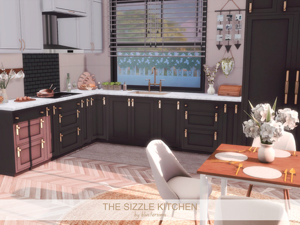Sims 4 — The Sizzle Kitchen by BlusterSims — The Sizzle Kitchen is a sleek, modern space featuring black countertops