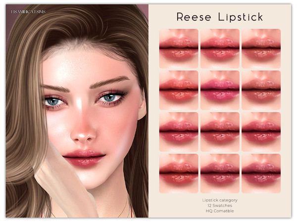 Sims 4 — LMCS Reese Lipstick by VELYSEA — -Lipstick category -HQ comatble -12 swatches