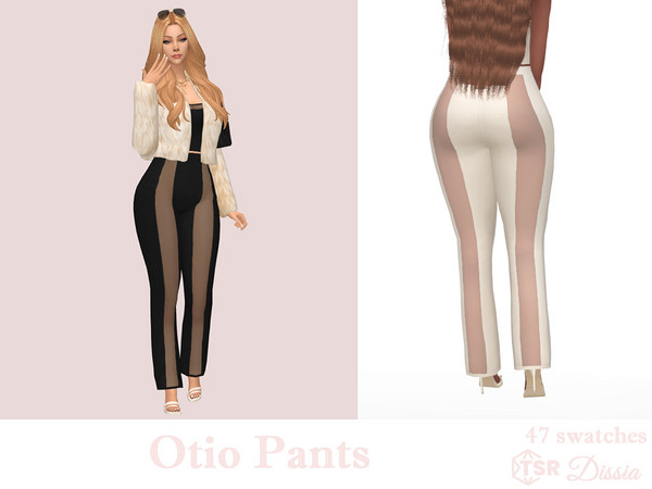 Sims 4 — Otio Pants by Dissia — High waist bottoms with half transparent cuts at front and back. Would your sim be brave