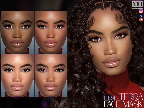 Sims 4 — Terra Face Mask N134 by MagicHand — Black beauty face in 6 skin color variations - HQ Compatible.