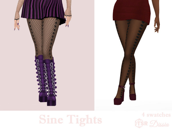 Sims 4 — Sine Tights by Dissia — Transparent tights with stars or hearts pattern and fishnet option