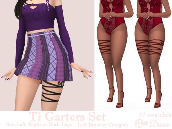 Sims 4 — Ti Garters (Both) by Dissia — Garter tied on left, right or both legs