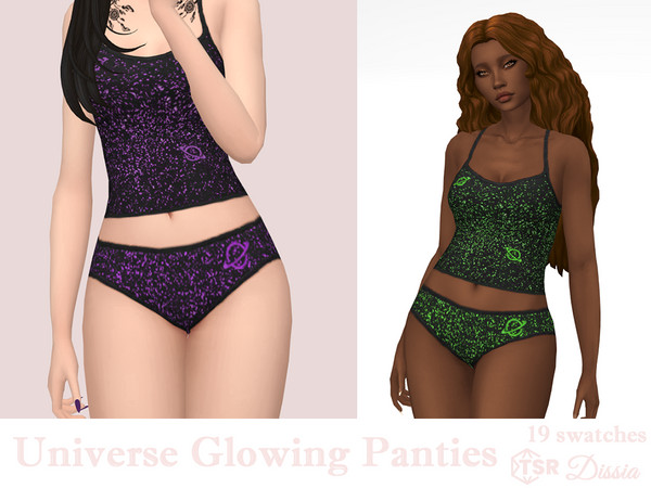 Sims 4 — Universe Glowing Panties by Dissia — Underwear galaxy pattern bottoms - it's slowly glowing!