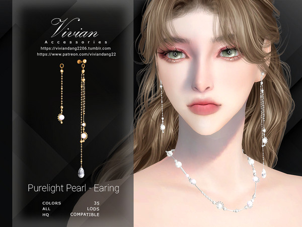 Sims 4 — Purelight Pearl - Earing by VivianDang — - All new meshes