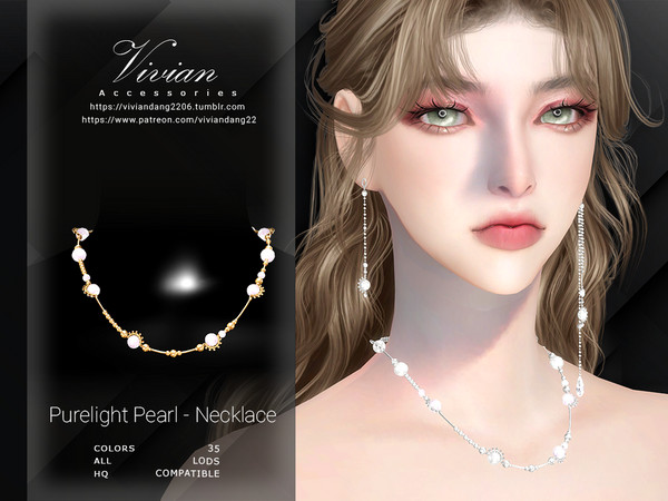 Sims 4 — Purelight Pearl - Necklace by VivianDang — - All new meshes