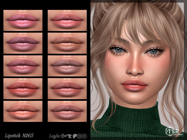 Sims 4 — Lipstick N265 by Layla — Female Glossy Lipstick Previews were made using HQ Mod