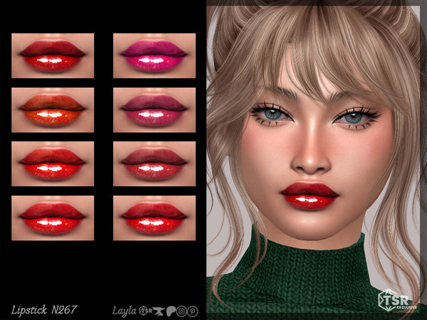 Sims 4 — Lipstick N267 by Layla — Female Glossy Lipstick Previews were made using HQ Mod