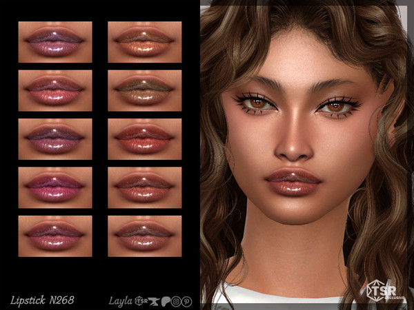 Sims 4 — Lipstick N268 by Layla — Female Glossy Lipstick Previews were made using HQ Mod