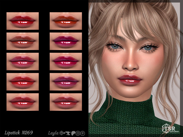 Sims 4 — Lipstick N269 by Layla — Female Glossy Lipstick Previews were made using HQ Mod
