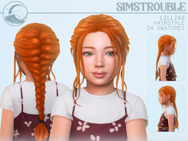 Sims 4 — Lillias Hair Set - 4 Bangs Variations by simstrouble — A French braid with four bangs variations Base Game