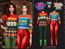 Sims 4 — SET-Jolly Eighties Collection - BD1647 by busra-tr — - Set Inclued : Sweater x2 - Skirt - Legging - 1 Swatches -