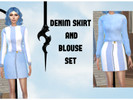 Sims 4 — DENIM SKIRT AND BLOUSE SET by kevseryesilyurt10 — denim skirt and blouse set