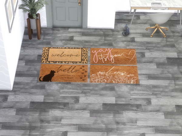 Sims 4 — Welcome Home Mats by jessbtlrr — Set of 4 cute welcome mats.