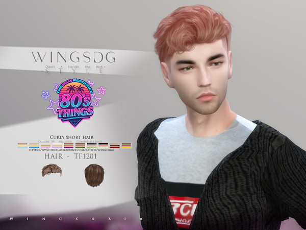 Sims 4 — WINGS-TF1201-Curly short hair by wingssims — Colors:30