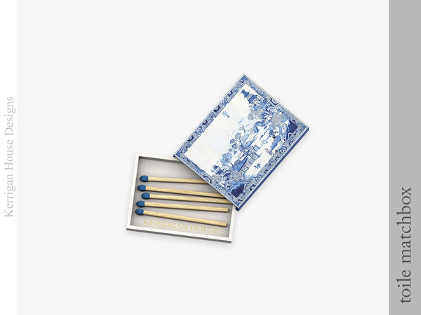 Sims 4 — Toile Matchbox by kerriganhouse — A set of of vintage vanity decor objects for Toile de Jouy collectors.