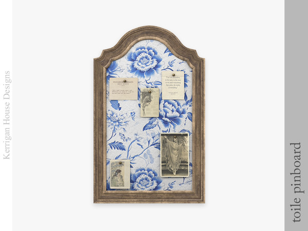 Sims 4 — Toile Pinboard by kerriganhouse — A set of of vintage vanity decor objects for Toile de Jouy collectors.