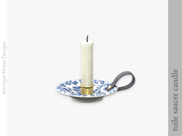Sims 4 — Toile Saucer Candle by kerriganhouse — A set of of vintage vanity decor objects for Toile de Jouy collectors.