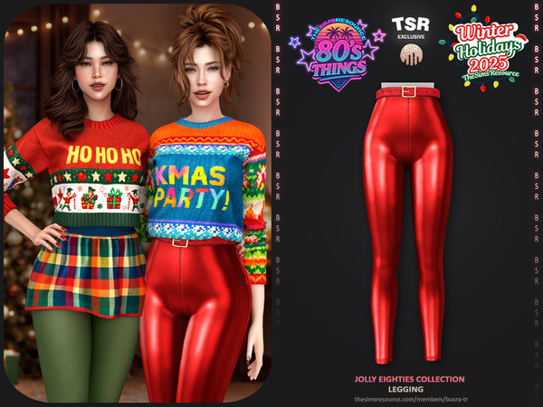 Sims 4 — Jolly Eighties Collection - Legging BD1647 by busra-tr — - Set Inclued : Sweater x2 - Skirt - Legging - 1