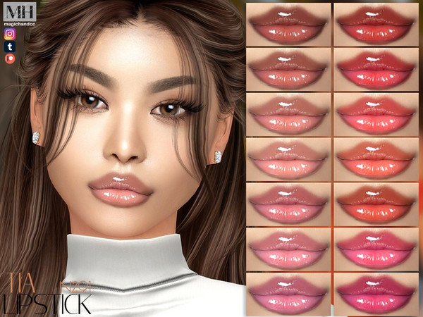 Sims 4 — Tia Lipstick N291 by MagicHand — Overlap glossy lips in 18 colors - HQ Compatible.