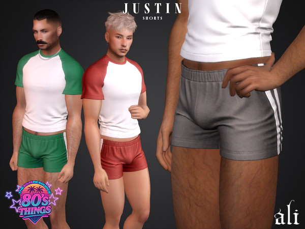 Sims 4 — 80's Things - JUSTIN shorts by ali1 — Shorts with White Stripes New Mesh