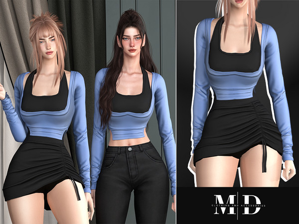 Sims 4 — Veronica two-piece cotton set - DRESS - MYDARLING20 by Mydarling20 — Outfit Information Age Groups: Teens, Young