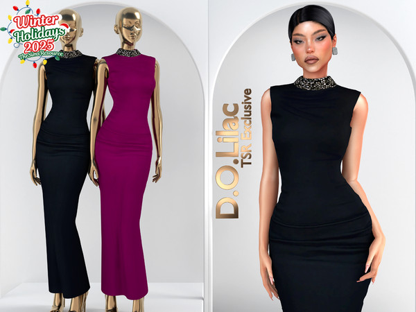 Sims 4 — Embroidered Maxi Dress DO2096 by DOLilac — Custom thumbnail