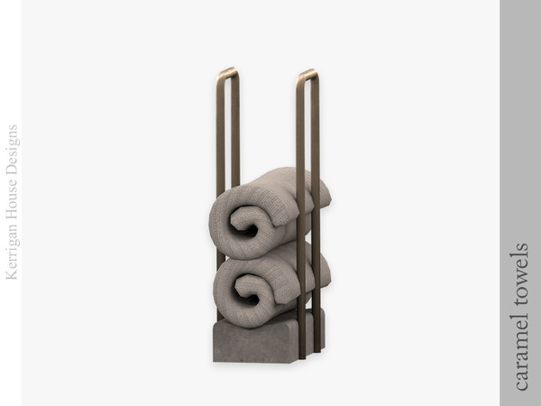 Sims 4 — Caramel Towel Holder by kerriganhouse — A minimalist bathroom decor set.